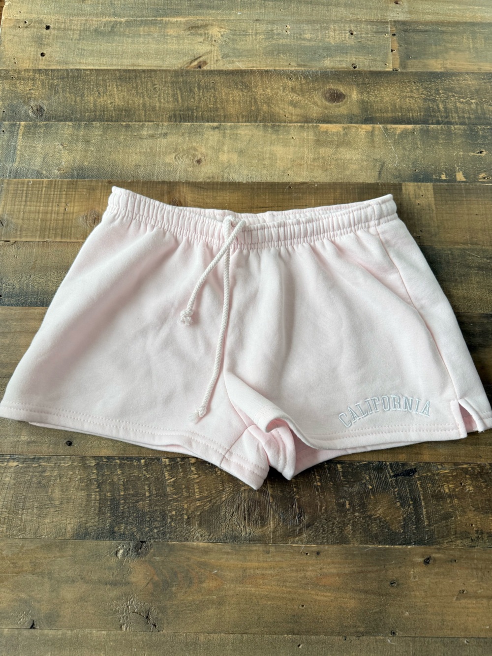 Women’s Athletic Drawstring Shorts - Light Pink and Charcoal - Picture 5 of 5